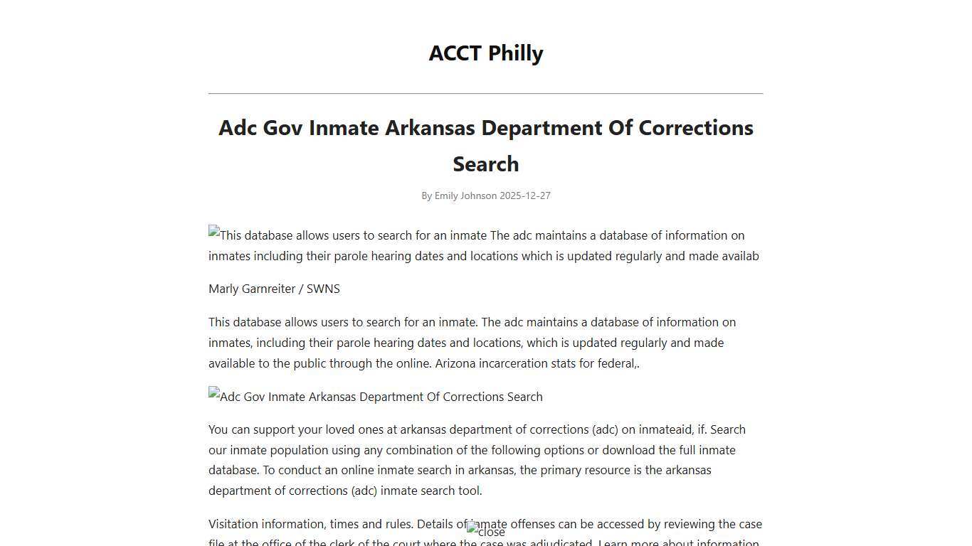 Adc Gov Inmate Arkansas Department Of Corrections Search - ACCT Philly
